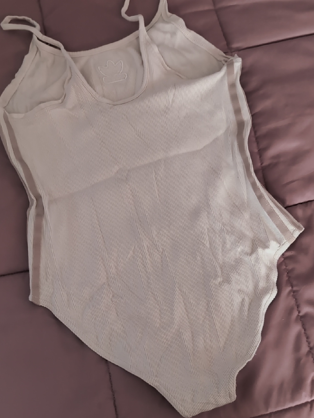 adidas medium Cream Ribbed Tank Bodysuit with Trefoil Cotton - Picture 4 of 8